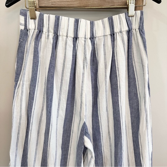 Madewell Huston Linen Blend Stripe Pull On Crop Pant Blue/White Size Med… - Picture 9 of 16